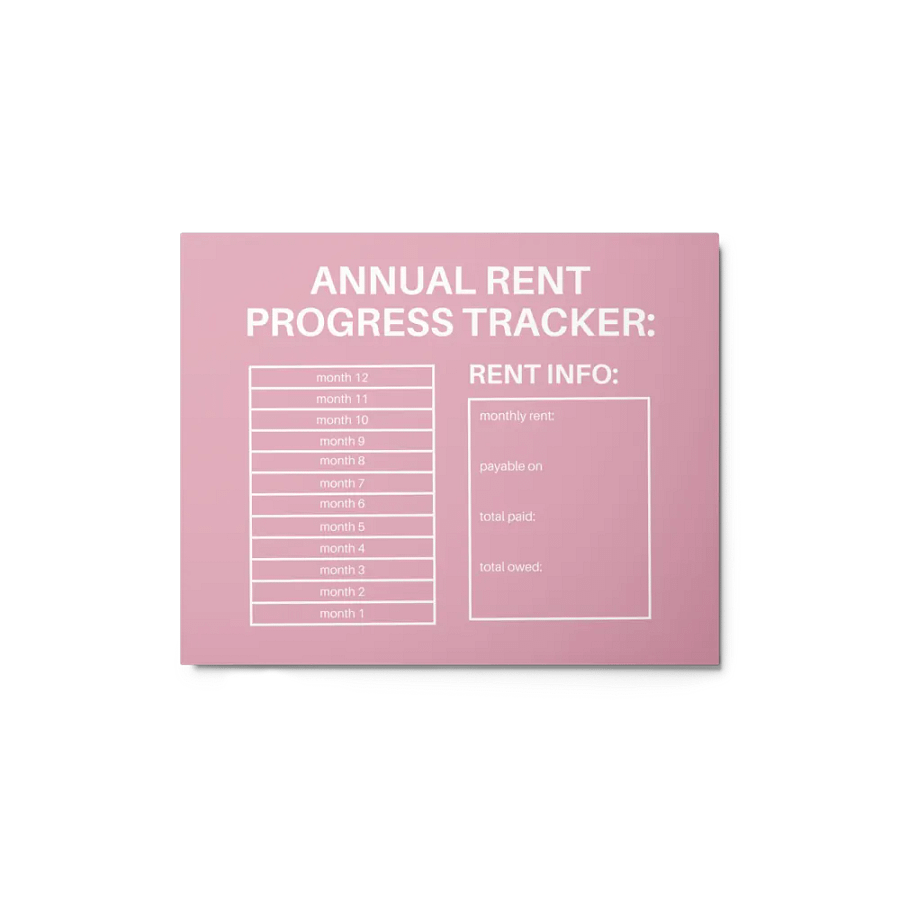 ANNUAL RENT TRACKER (white design 8) product image (1)