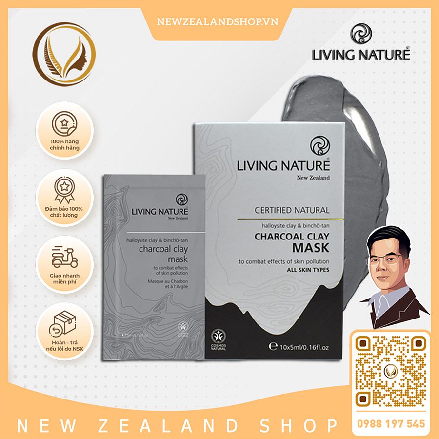 Mặt nạ đất sét than hoạt tính Living Nature Charcoal Clay Mask 10 gói product image (1)