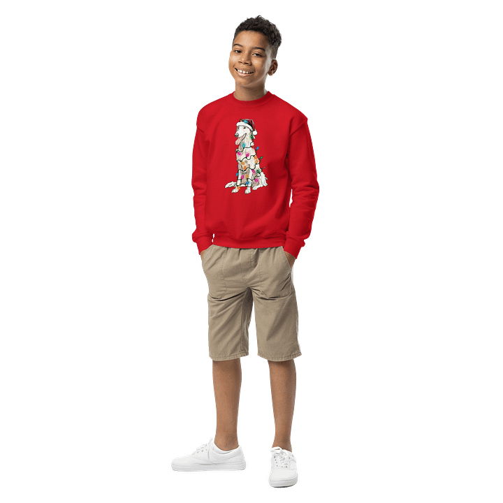 Funny Christmas Borzoi(White) Youth Sweatshirt product image (3)
