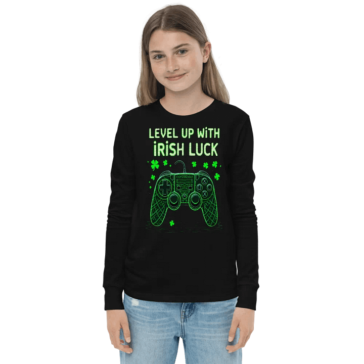 Level Up with Irish Luck | St. Patrick’s Day Gaming Youth T-Shirt product image (1)