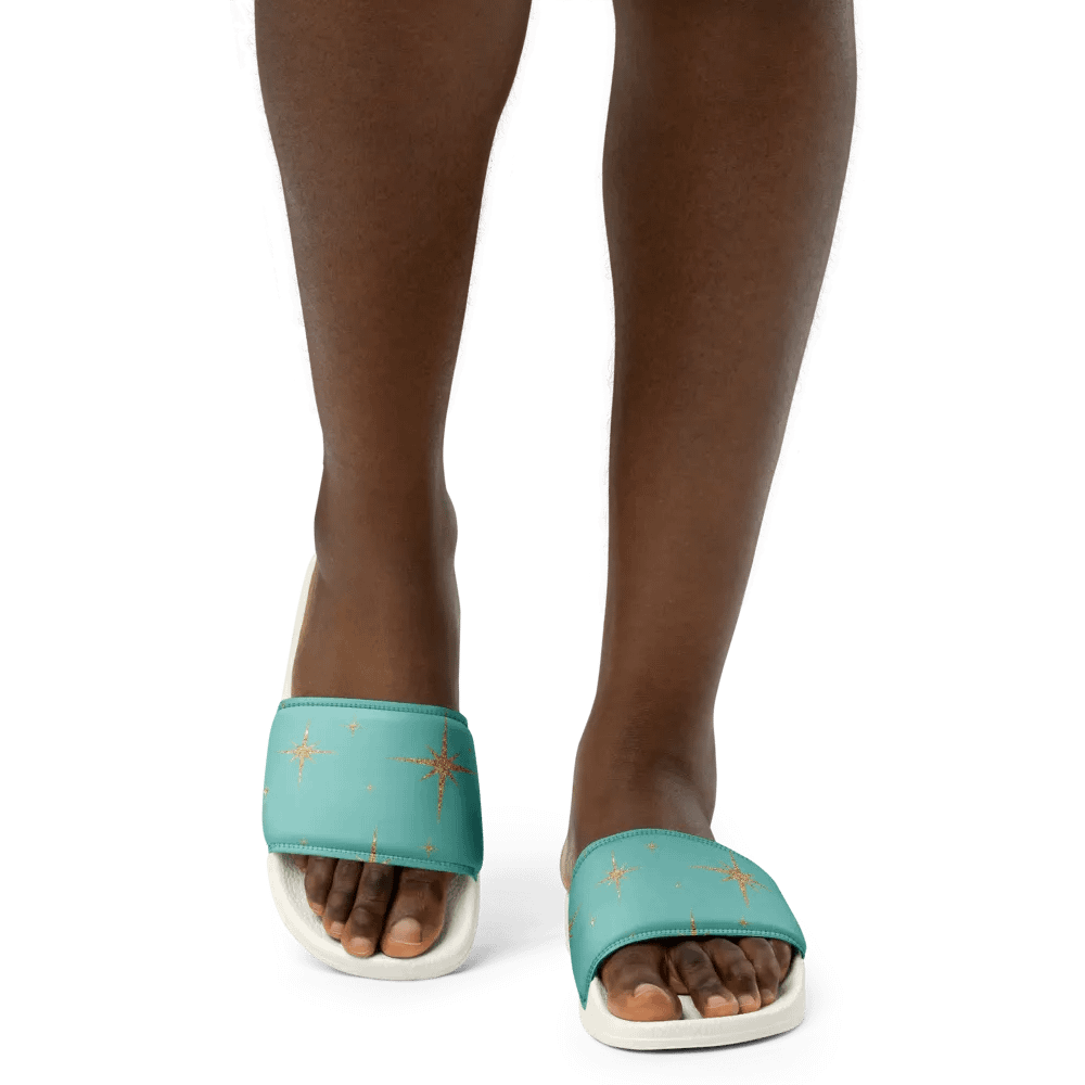 REAL Women's Slides - Teal with Gold Stars product image (12)