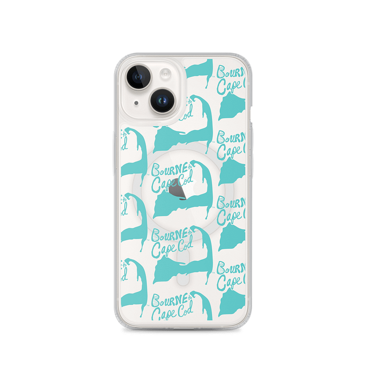 BOURNE to Cape Cod™ | MagSafe® Clear iPhone® Case | Coastal Cool Protection & Style | Dark Turquoise Repeat Logo product image (1)