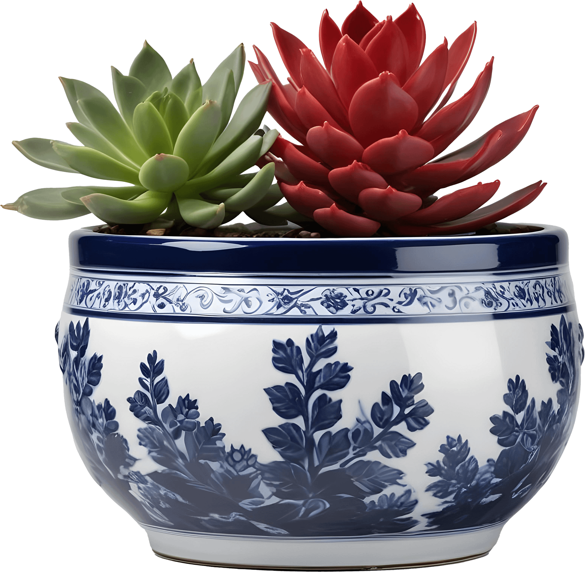 Chinese New Year – Porcelain Pot with Chinese Blue and White Design PNG product image (1)
