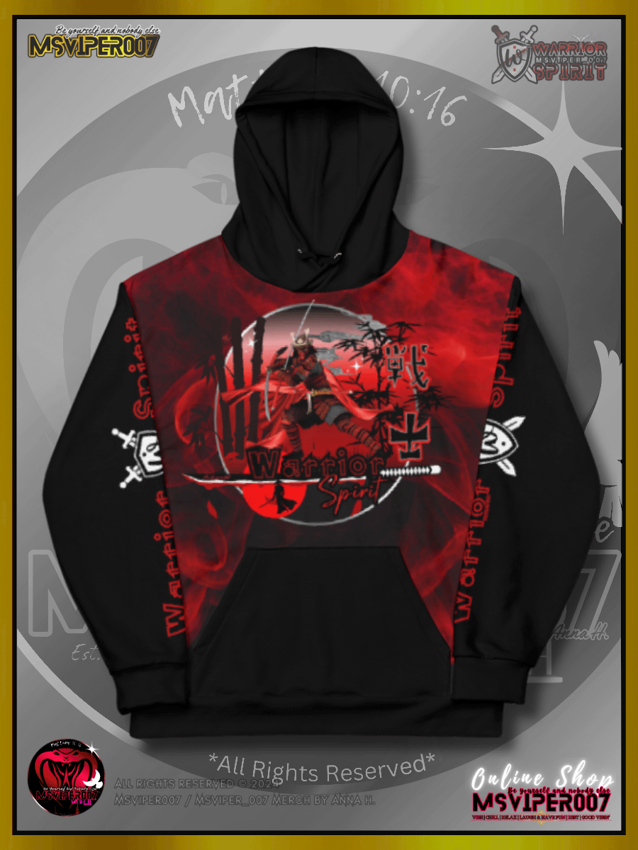 Hoodie - MsViper007's "Warrior Spirit" (crimson /V2/) [AOP] - Cozy Hoodie By Anna H. product image (11)