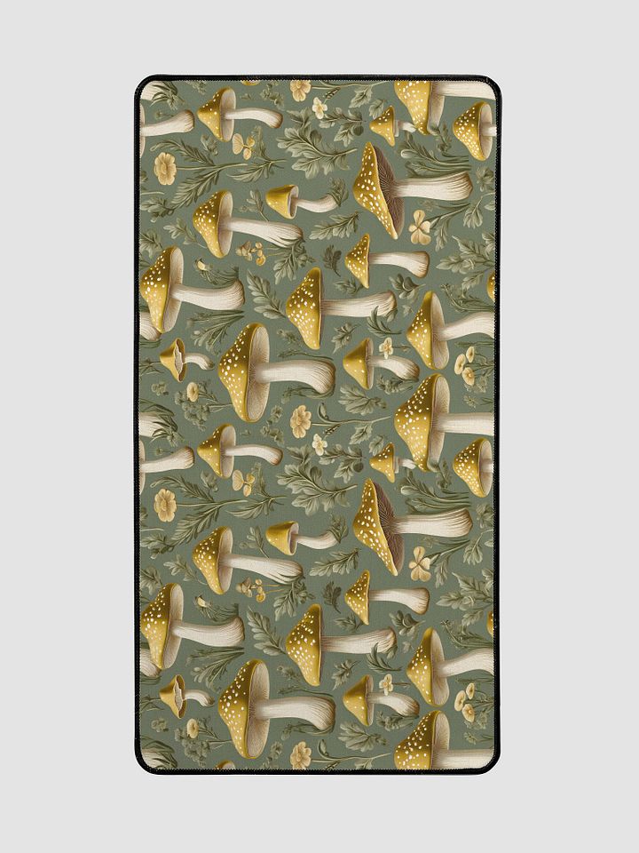 Desk Mat (31.5x15.5 inches) - Golden Mushrooms on a Dark Green Background product image (2)