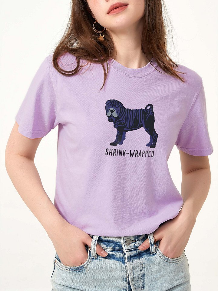 Shrink-Wrapped T-Shirt(Embroidered) of a Chinese Shar-Pei(Black) product image (2)