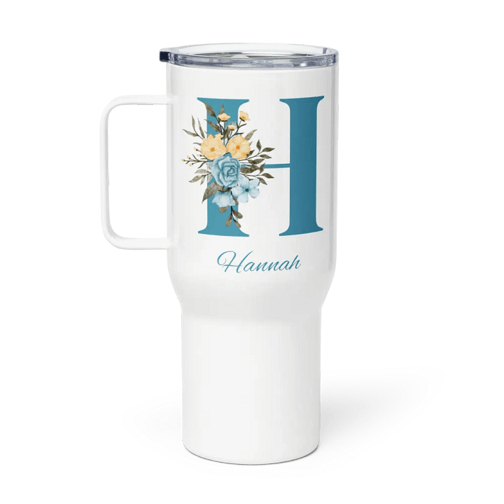 Personalized Floral Monogram Travel Mug – Elegant Custom Gift for Coffee Lovers product image (1)