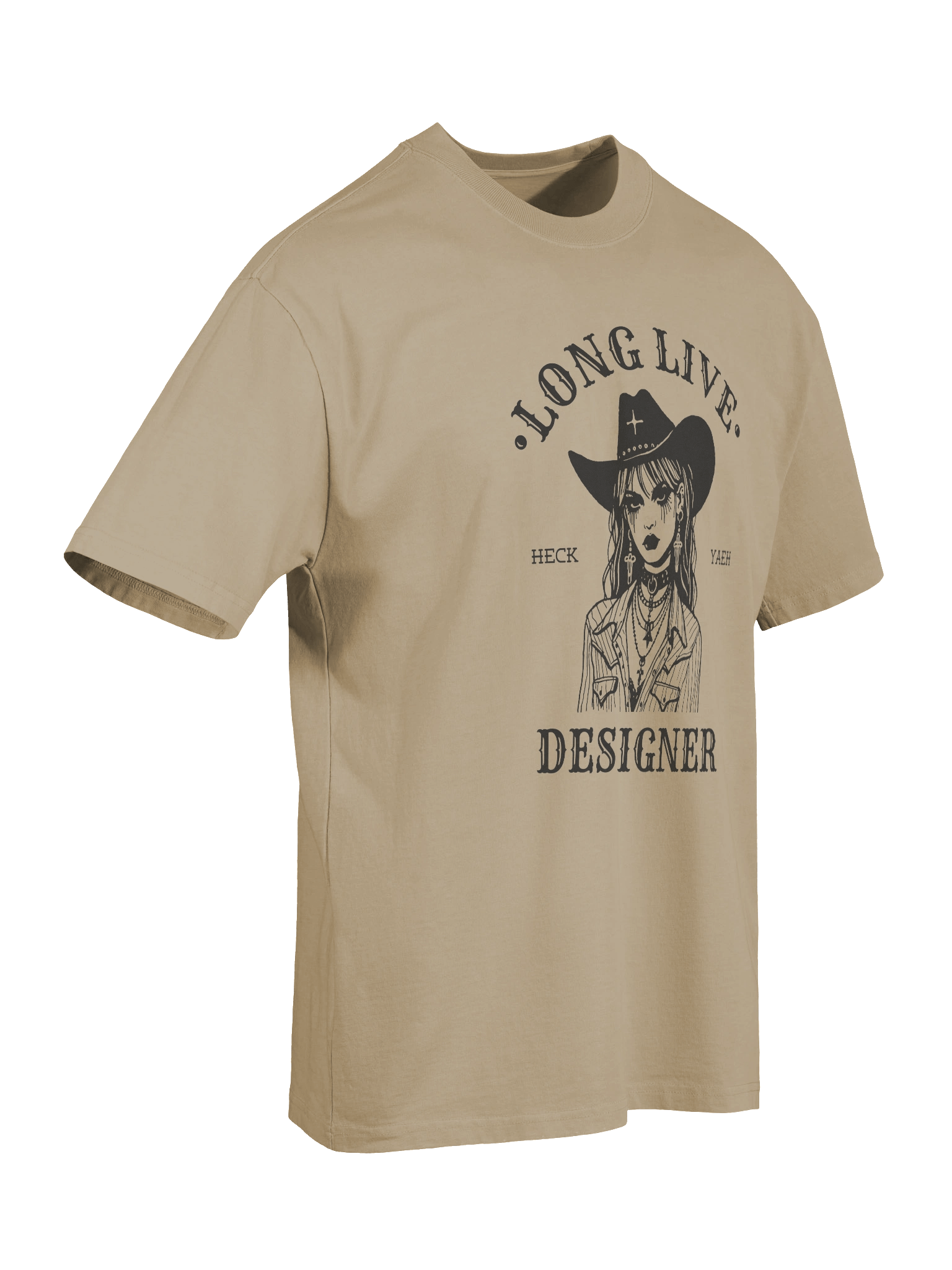 Heck Yes Designer Cowboy Premium Oversized Faded T-Shirt product image (2)