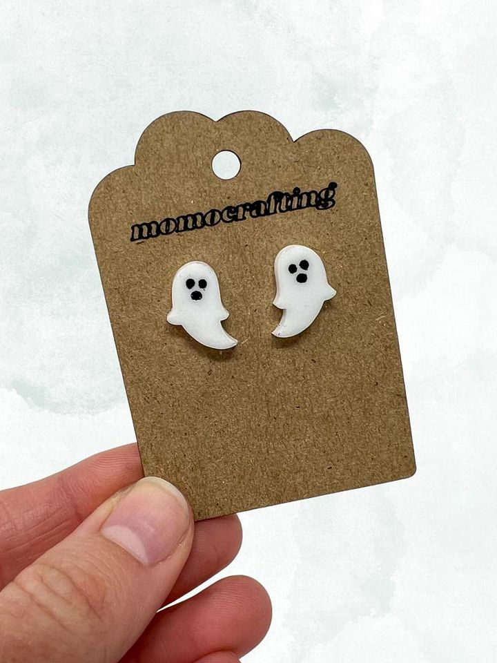Ghost Stud Earrings (White, Arms Down) product image (1)