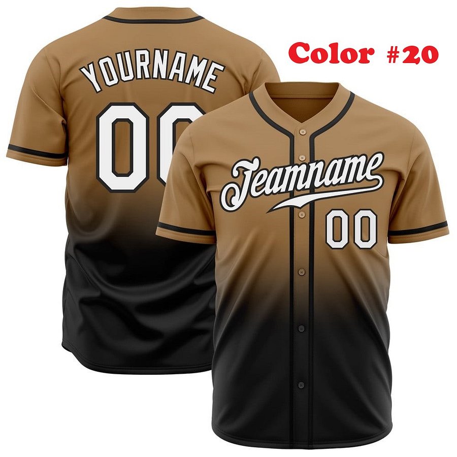Authentic Gradient Fashion Baseball Jersey Up Down Colors with Line, Personalized Sport Jersey, Two Tones product image (6)