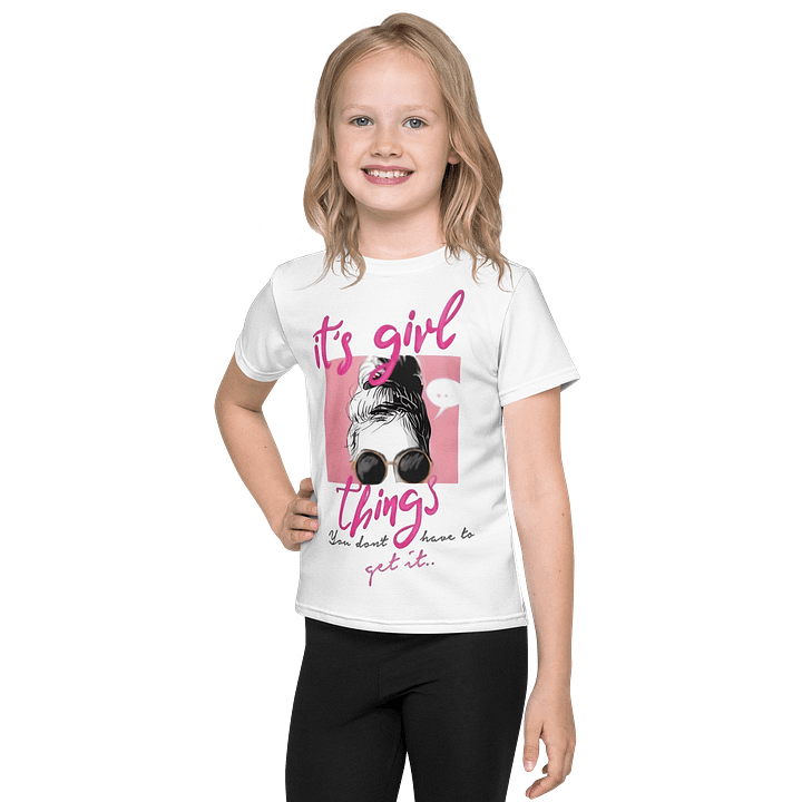 Kids Crew Neck T-Shirt Girl Thing Lettering All-Over Print product image (1)