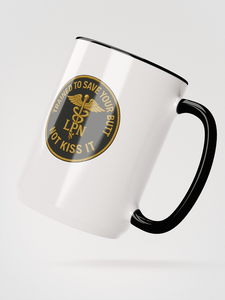15oz Sassy LPN Mug – “Save Your Butt” Edition (White with Black Handle) product image (3)