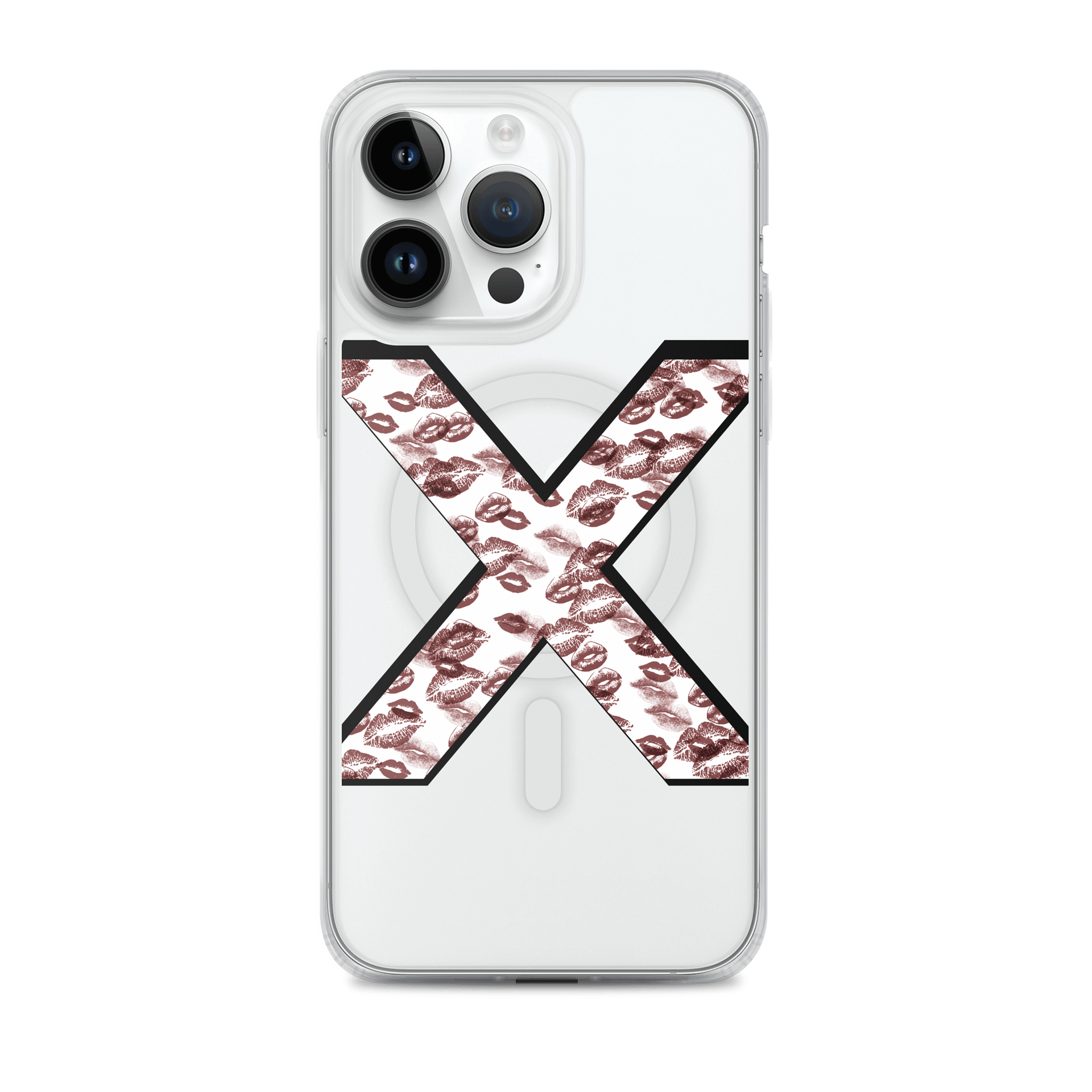 White X Burgundy Lipstick Kisses | Phone Case product image (1)
