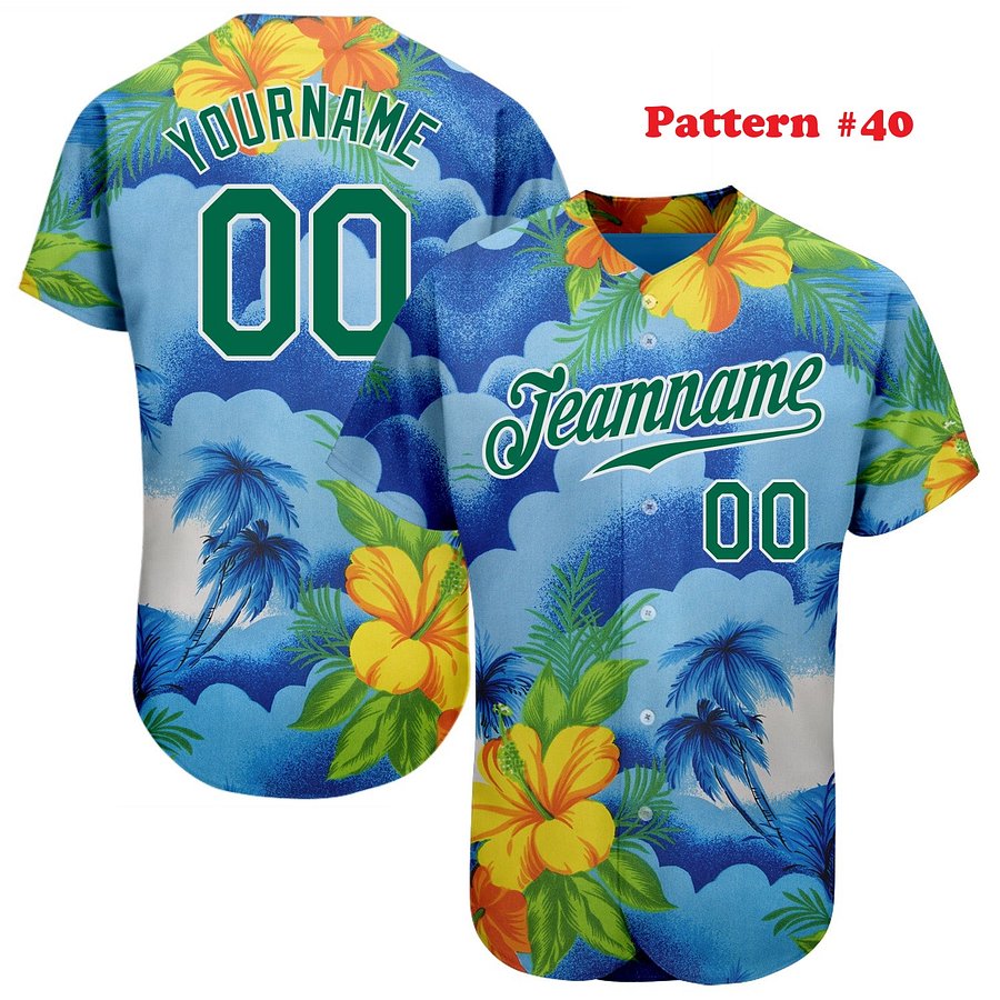 Authentic Baseball Jersey, Custom Baseball Jersey, Personalized Sport Jersey, Hawaiian Multi Colorful, Summer Palm Coconut Beach product image (191)