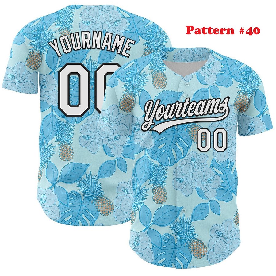 Authentic Baseball Jersey, Custom Baseball Jersey, Personalized Sport Jersey, Hawaiian Multi Colorful, Summer Palm Coconut product image (188)