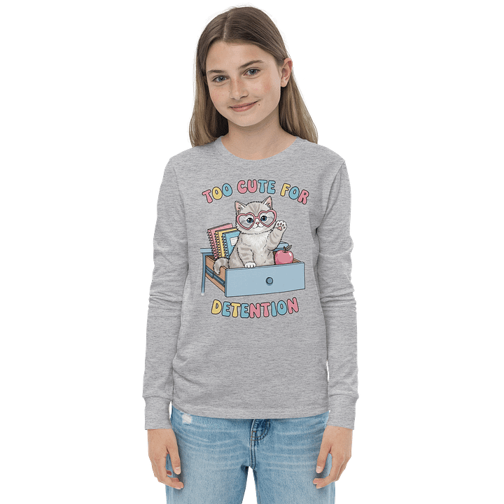 Too Cute For Detention Kitty Heart Long Sleeve Tee product image (4)