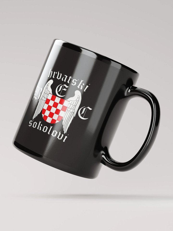 Sleek Black Glossy Mug hrvatski sokolovi product image (2)