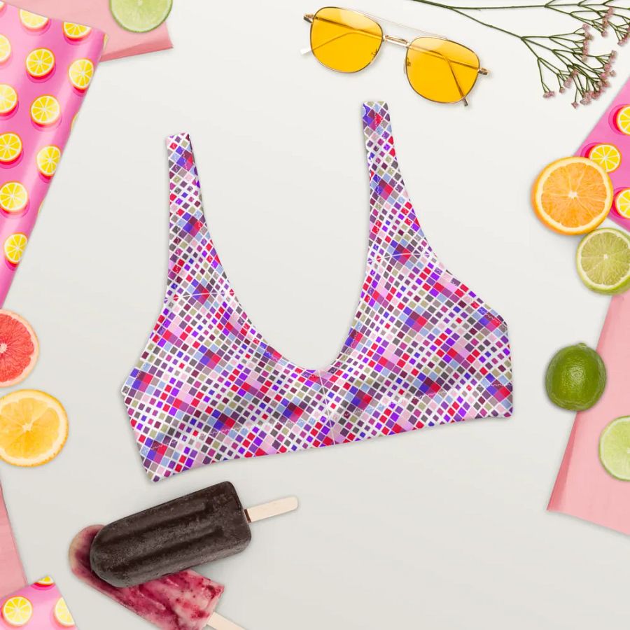 Colorful Square Pattern Design Padded Bikini Top product image (6)