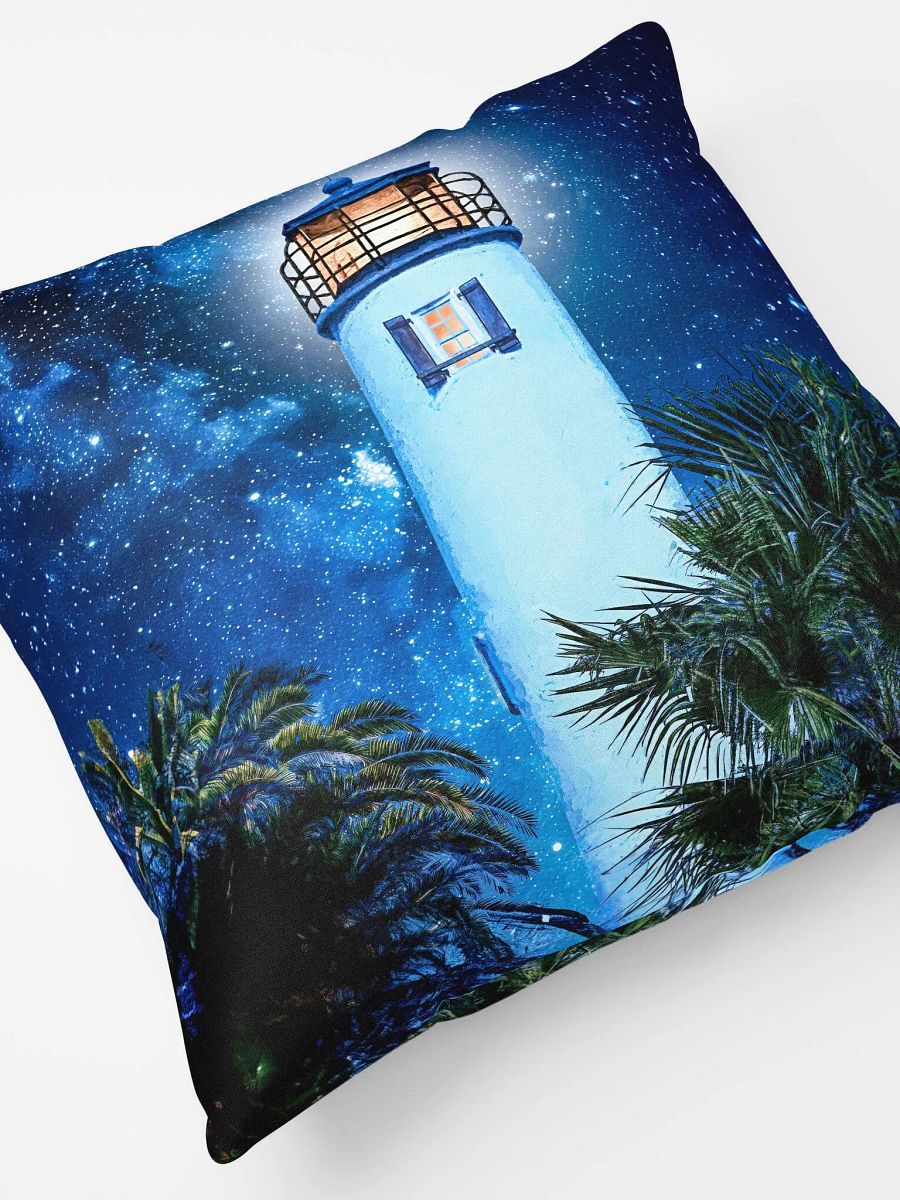 St. George Island Lighthouse by Night – Florida Throw Pillow product image (5)