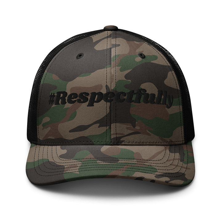 #Respectfully Camo Trucker Hat (Blk) product image (1)