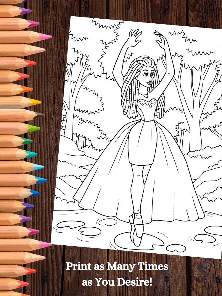 Ballerinas in Nature Printable Coloring Pages for Kids product image (5)