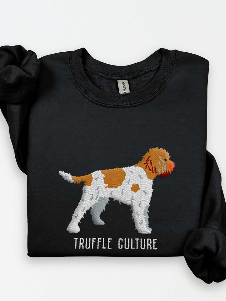 Truffle Culture Sweatshirt (Embroidered) of a Lagotto Romagnolo(Brown & White) product image (1)