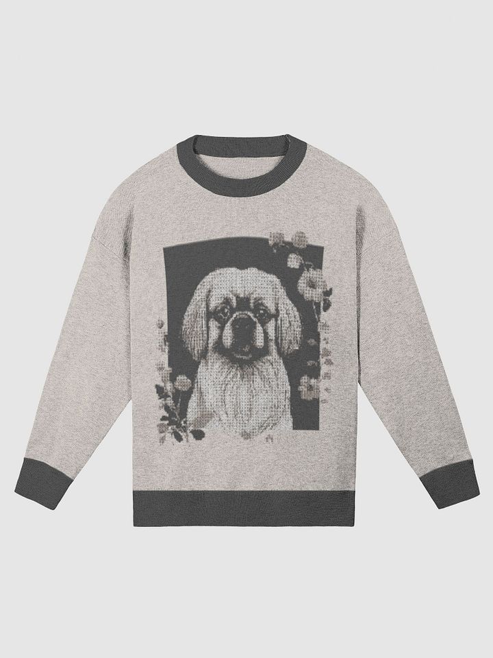 Floral Pekingese Knitted Crewneck Sweater Relaxed Fit product image (1)