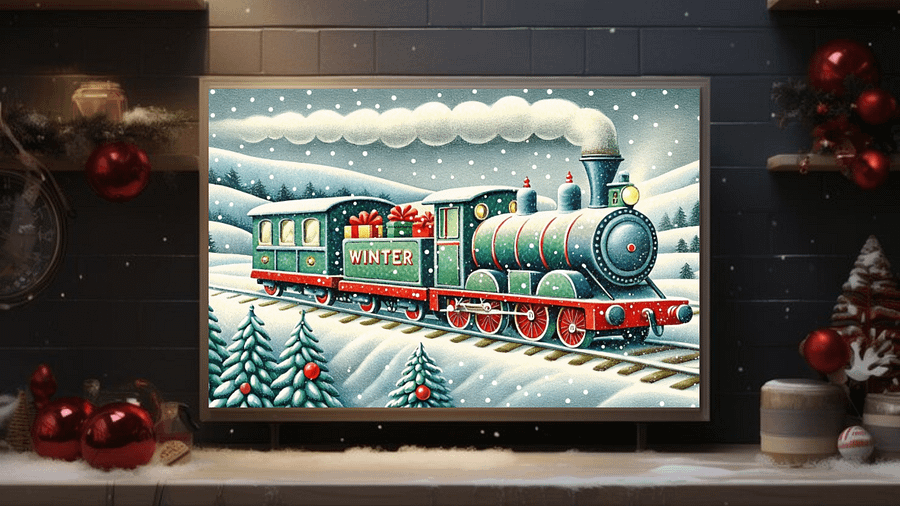 Mesmerizing Christmas Train A Nostalgic Winter Journey - Frame TV IV product image (2)