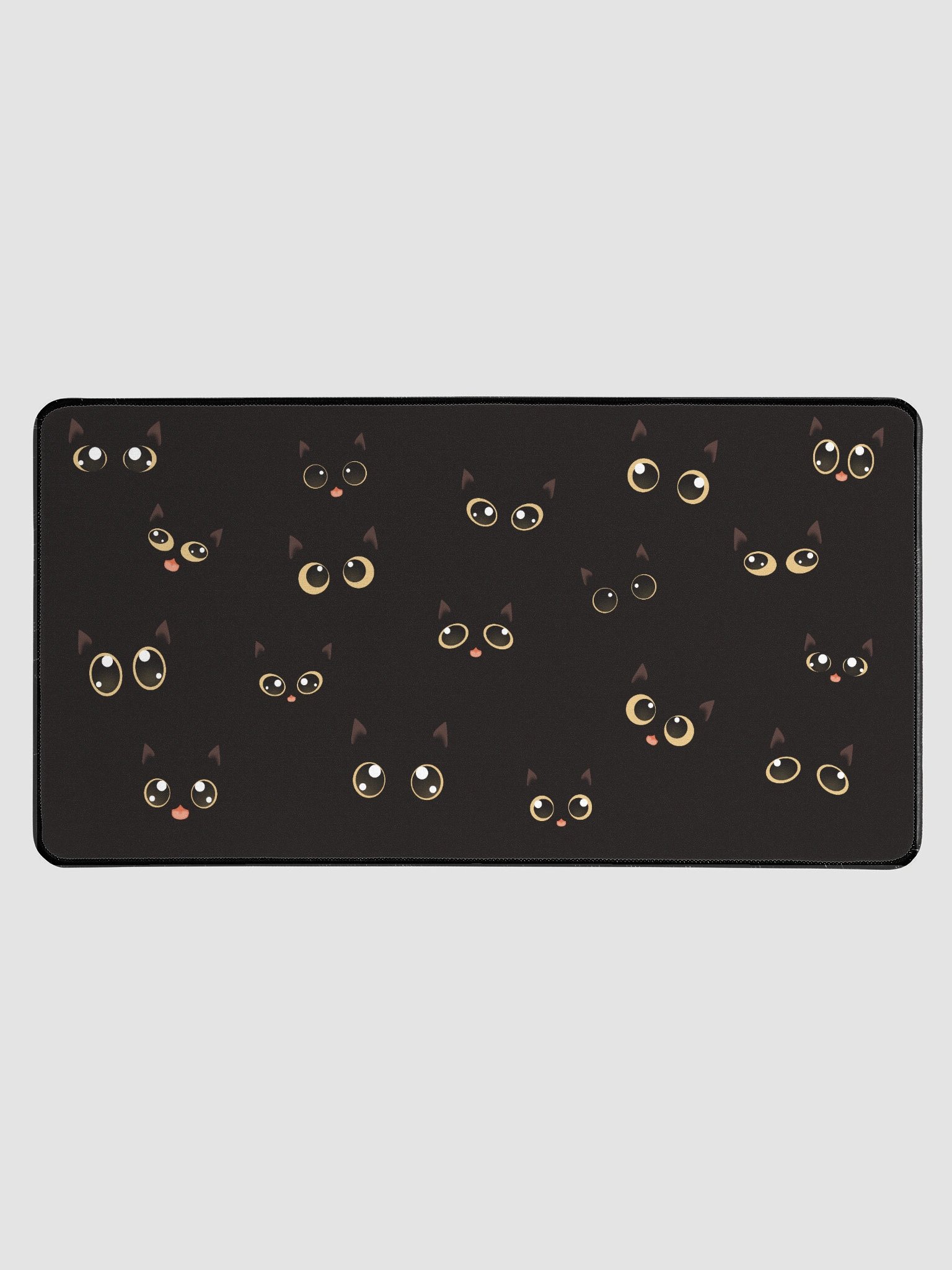 Cute Black Cat Faces (Yellow Eyes) Desk Mat 15.5" x 31.5" product image (1)