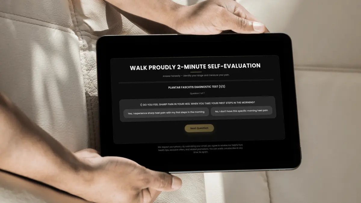 Free plantar fasciitis heel pain evaluation self test for Foot Pain Recovery