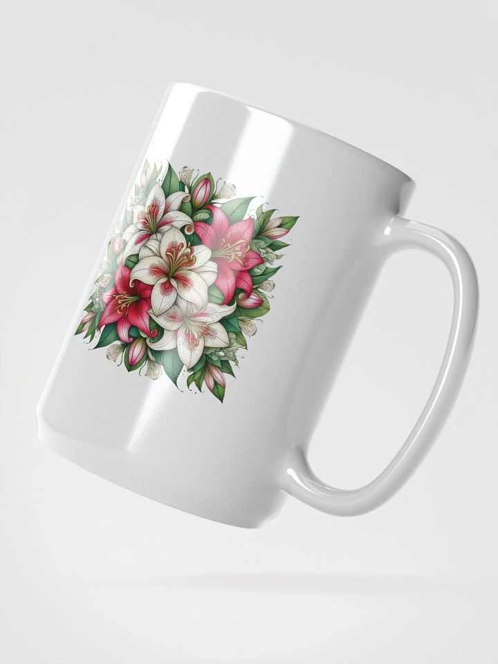 Symmetrical Lily Bliss Mug | AI Design flower product image (2)
