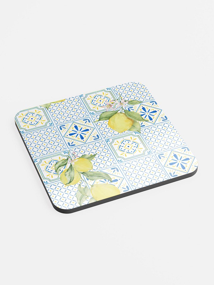 Mediterranean Lemon Tile Glossy Drink Coaster product image (1)