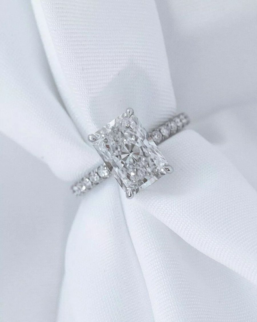 2.00Ct Radiant Cut Simulated Diamond Engagement Wedding Ring 14k White Gold Over product image (4)