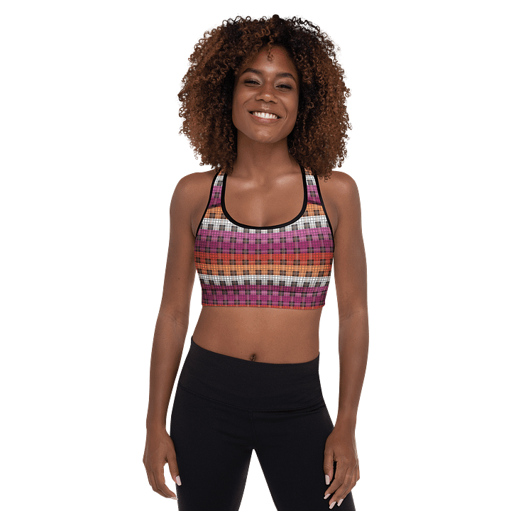 Lesbian Pride Plaid Padded Sports Bra product image (1)