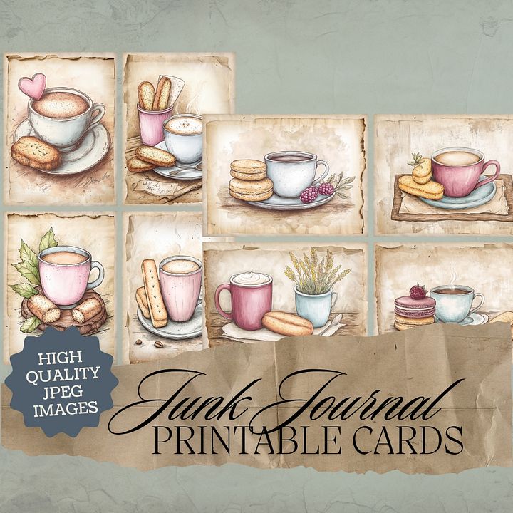 Coffee & Biscuits - Printable Journal Cards V5 product image (1)