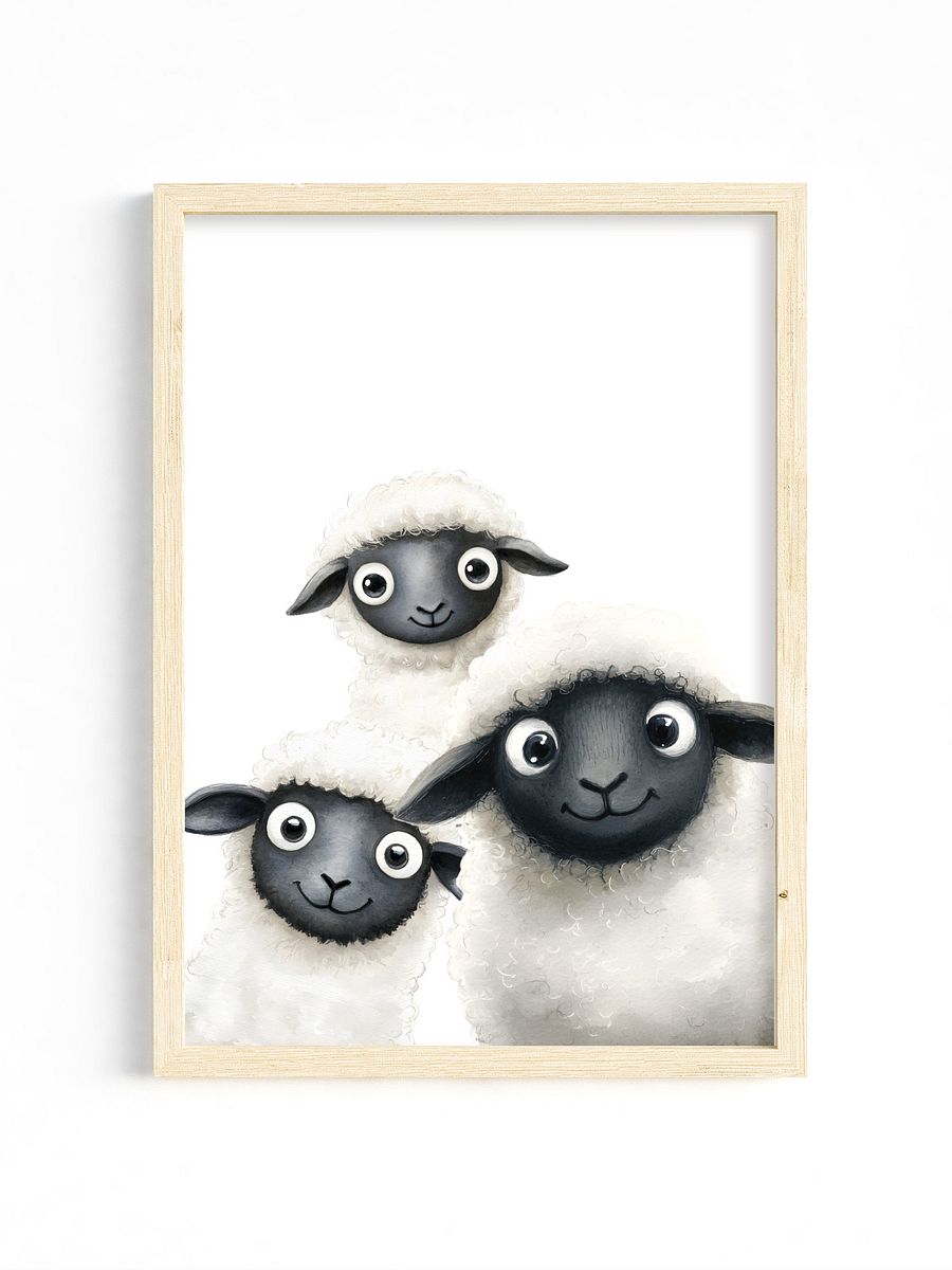 Quirky Trio Sheep, Farm Nursery Print product image (1)