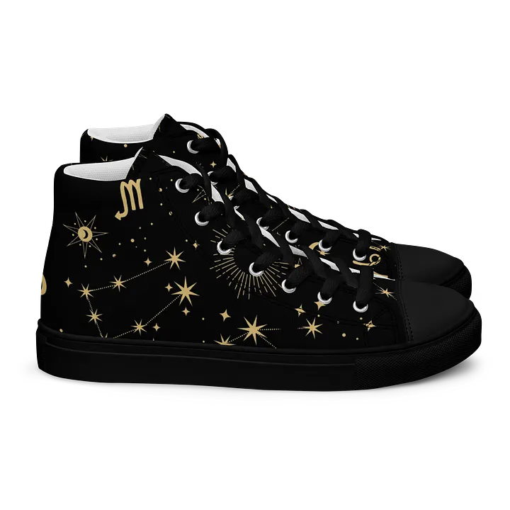 Cosmic Zodiac High Top Shoes Astrology Inspired Men’s Canvas Sneakers for Celestial & Streetwear Style product image (2)
