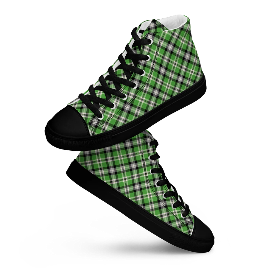 Bright Green Plaid Men's High Top Shoes product image (13)