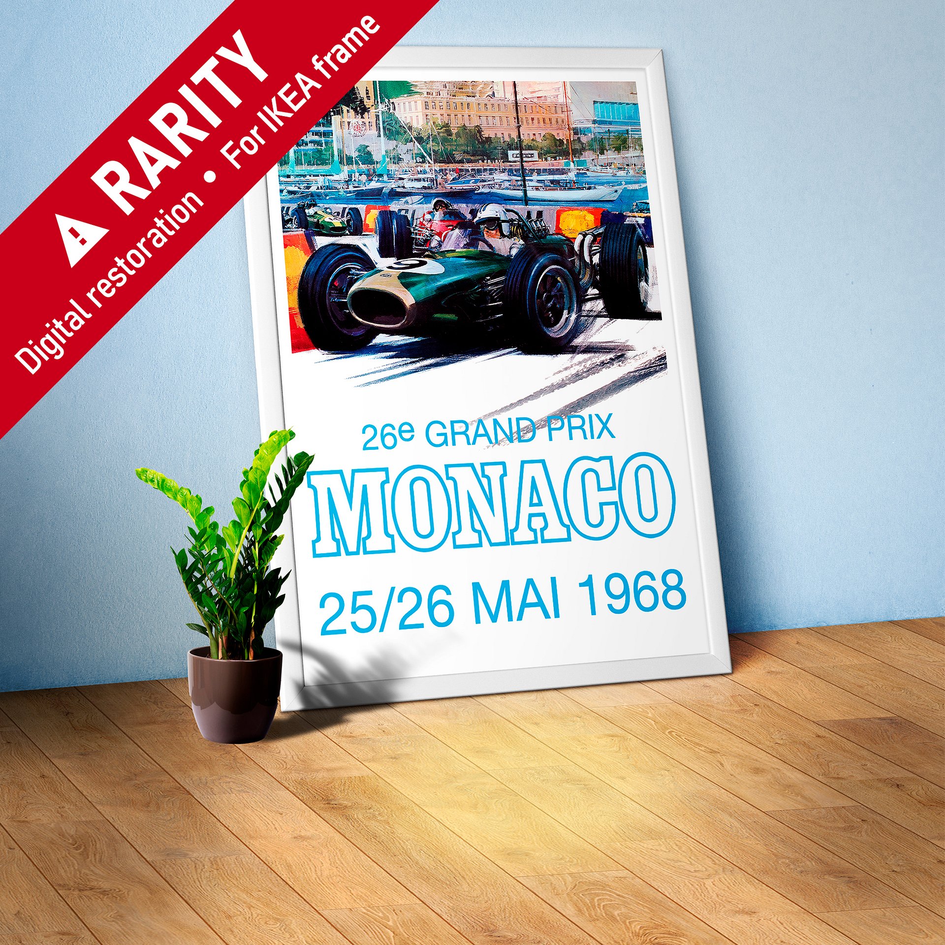 Monaco Vintage F1 Grand Prix, 1968 poster (Very rare poster) — Vintage Formula 1 poster, Monaco Grand Prix poster, retro travel poster product image (1)