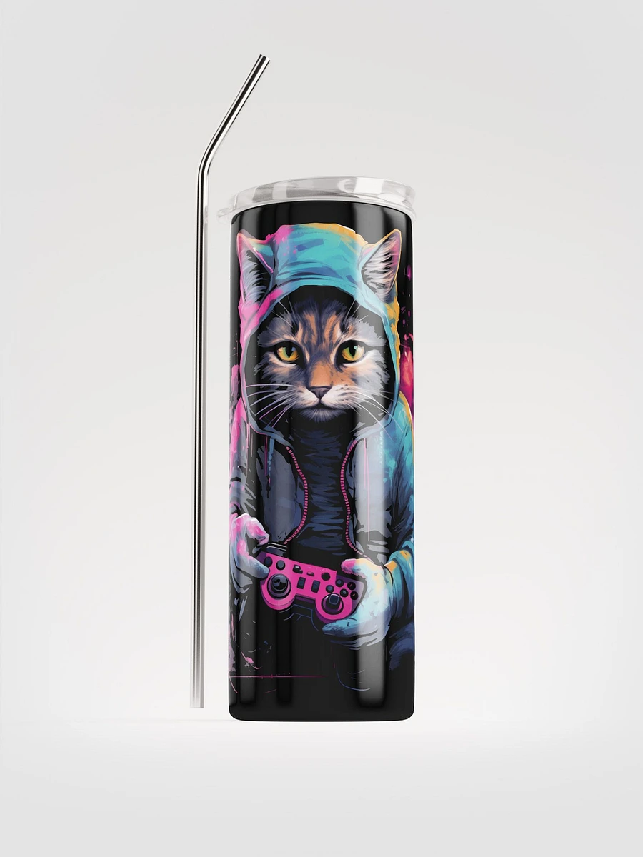 Whimsical Cat Gamer Stainless Steel Tumbler product image (1)