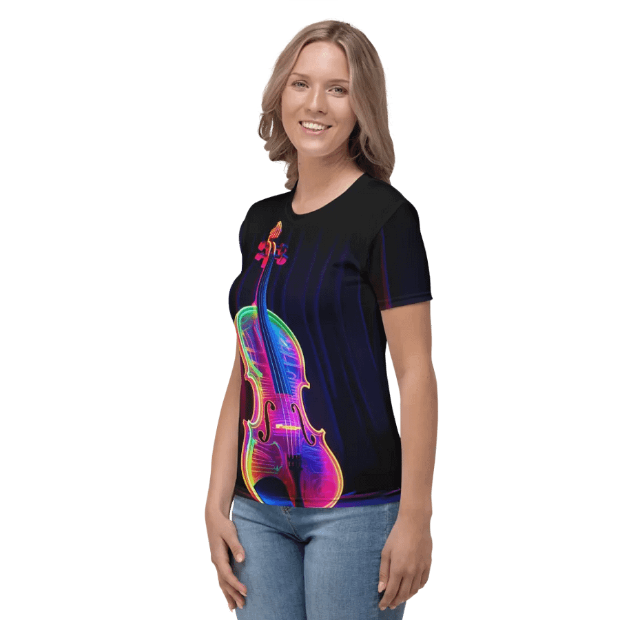 Music Neon Violin All Over Print T-shirt product image (4)