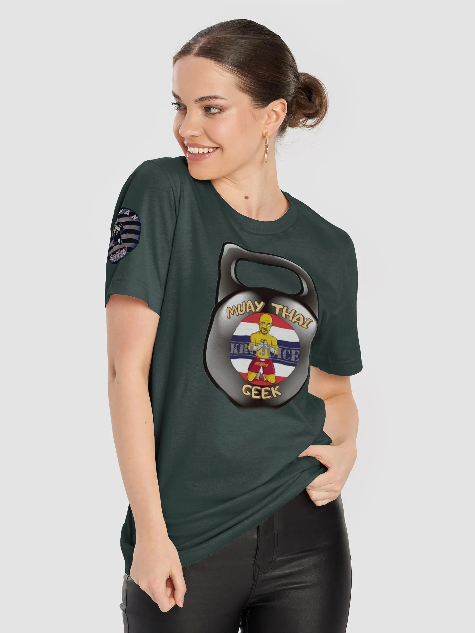 Muay Thai Geek Kettlebell Dark Green, Soft Tee product image (8)