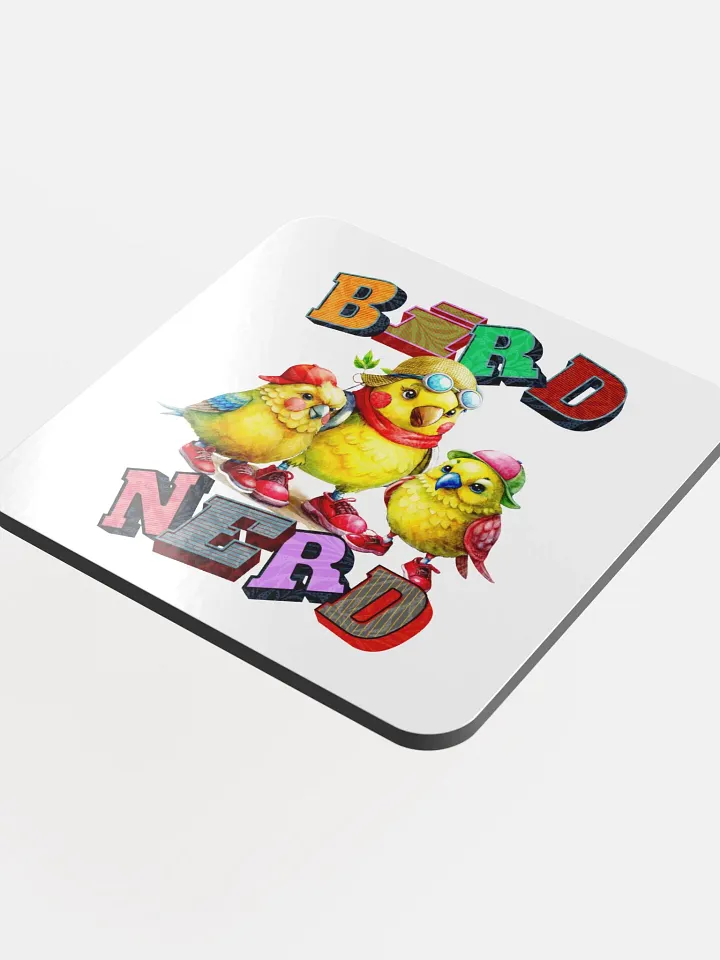 Bird Nerd Yellow Budgie Whimsical Cork Coaster Set product image (1)