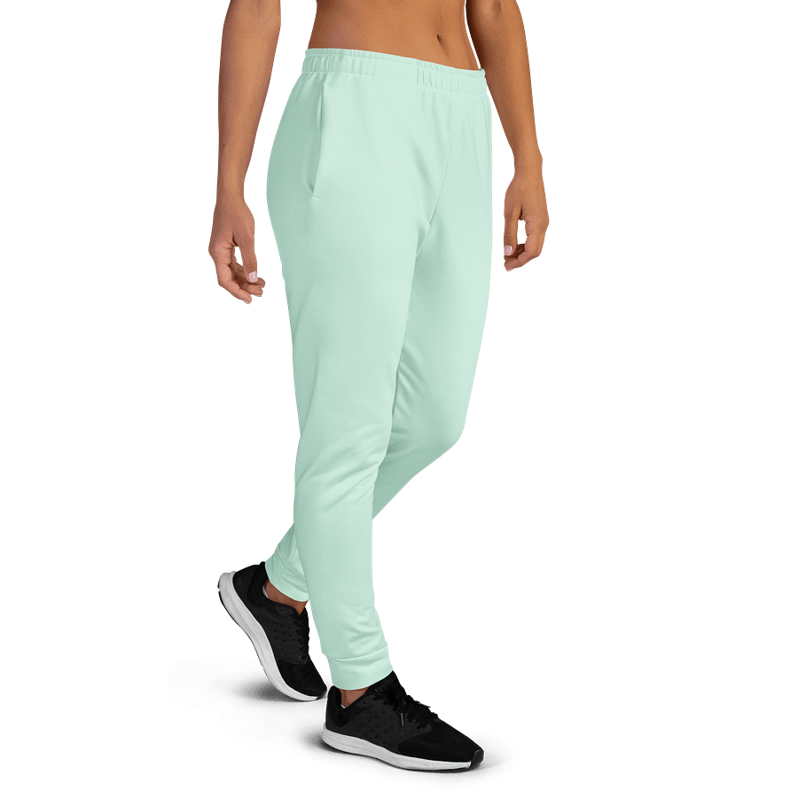 Light Jade Green Solid Color Women's Fleece Sweatpants product image (4)