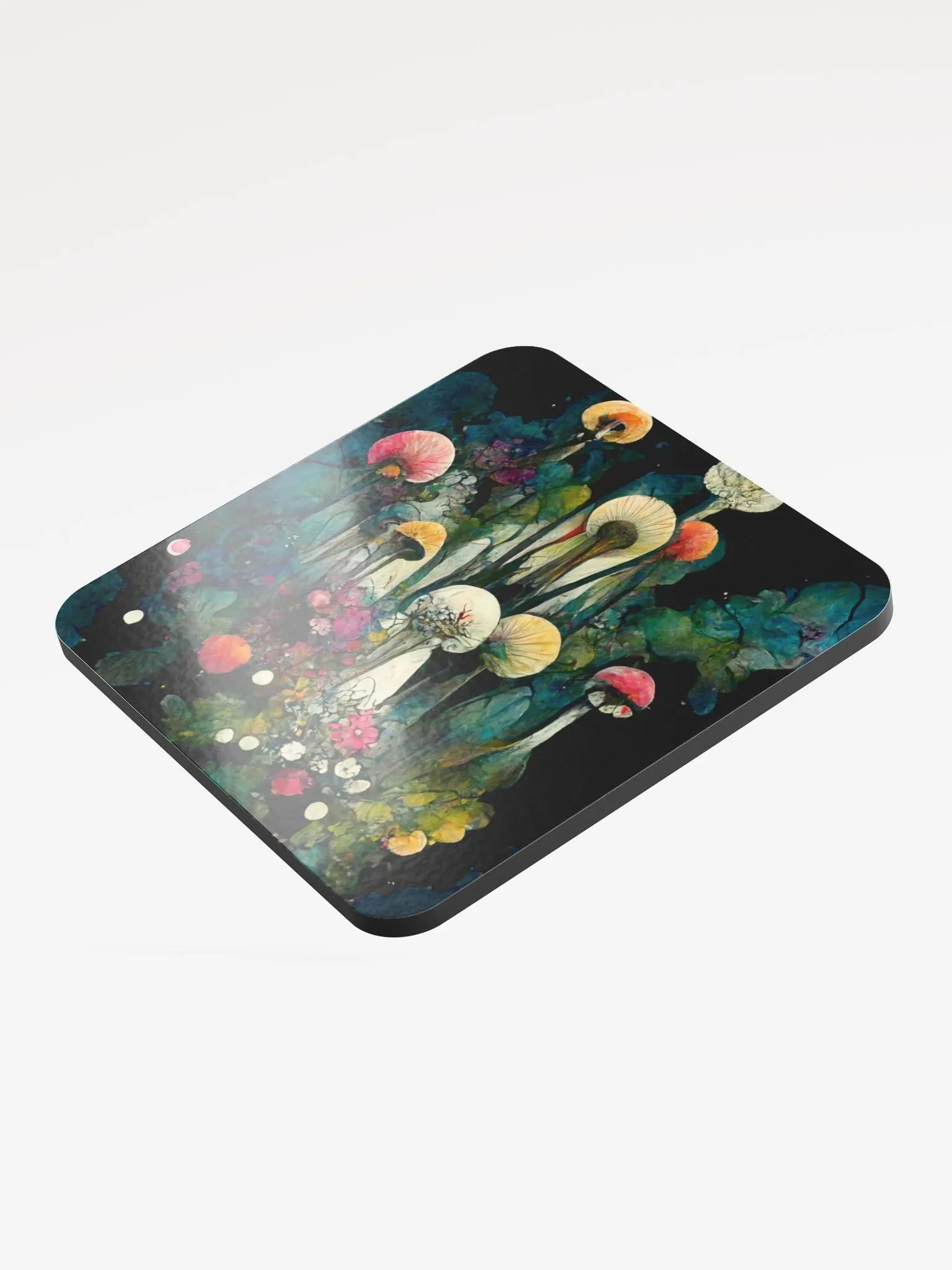 Whimsical Mushroom Garden Glossed Cork Coaster product image (3)