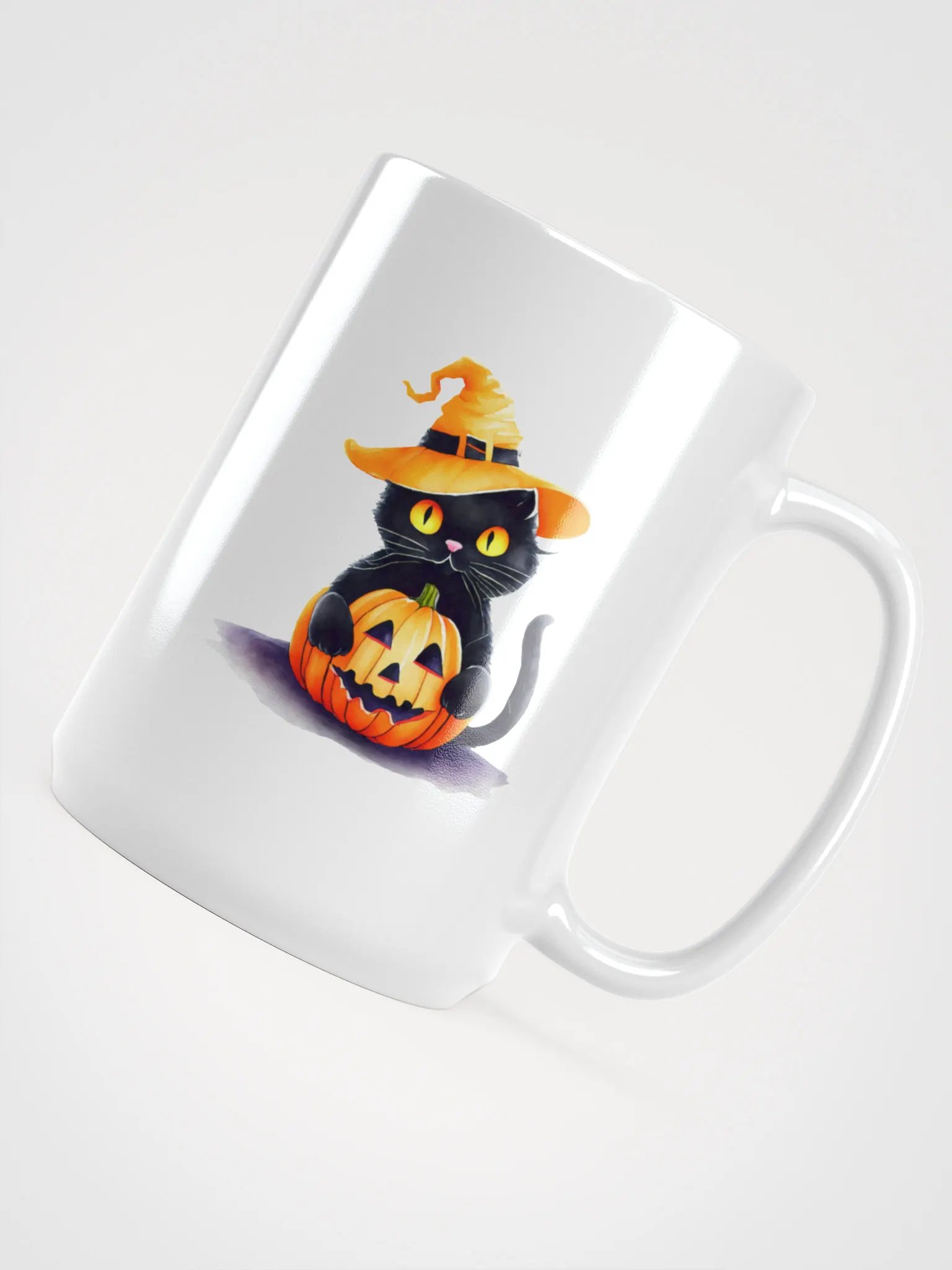 Black Cat in Pumpkin Costume for Halloween Decoration product image (4)