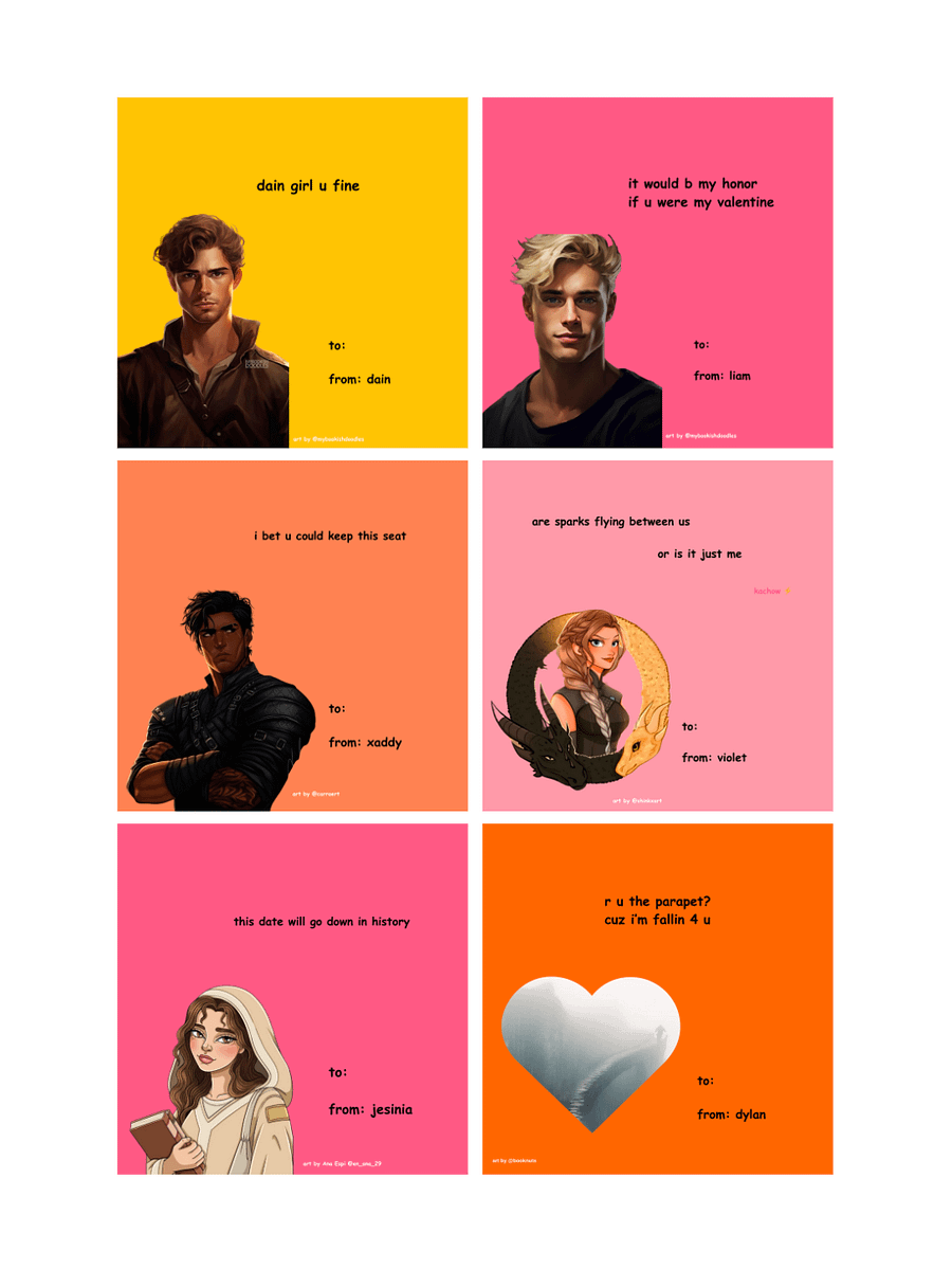 Fourth Wing Valentines (digital download) product image (1)