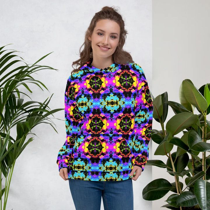 Abstract Neon Melting Daises Unisex Hoodie product image (1)