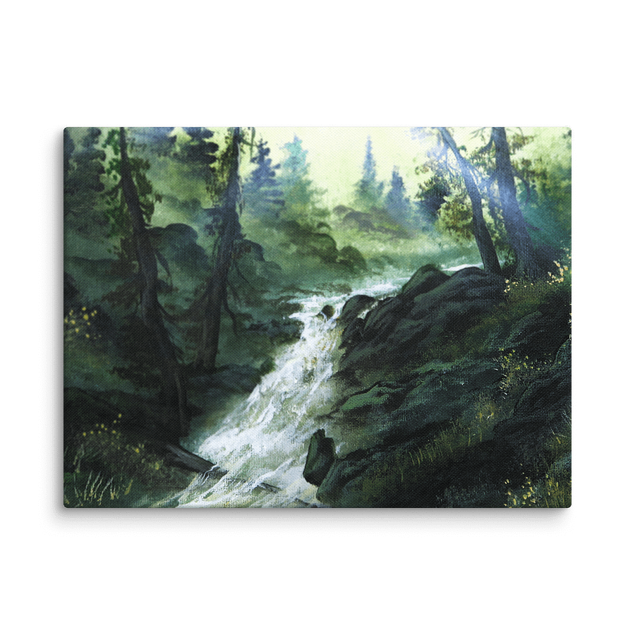 Moonlight Deep Forest Waterfall Acrylic Landscape Painting product image (8)
