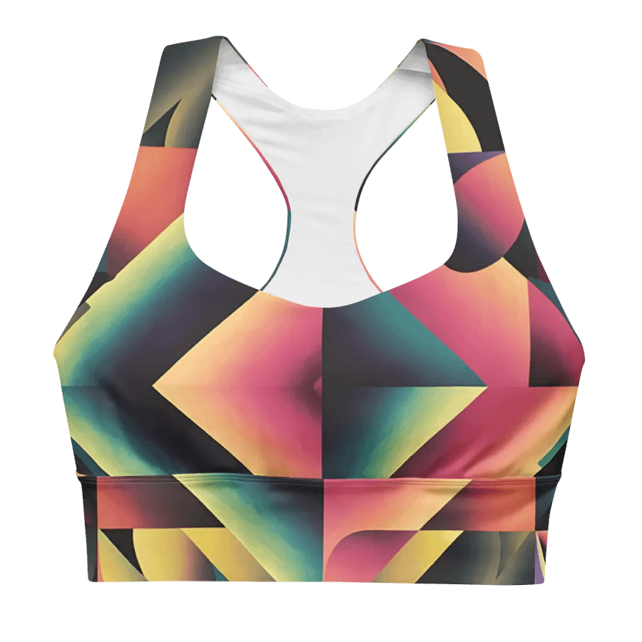 Abstract Lithographic Pattern Design Longline Sports Bra - V7 product image (8)